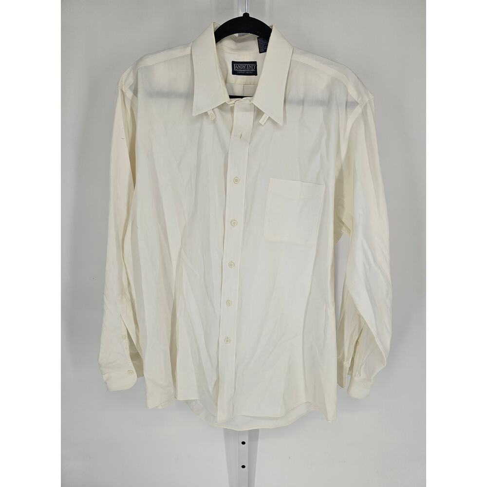 Lands' End Men's White Cotton Pinpoint Oxford Long Sleeve Shirt Size 17